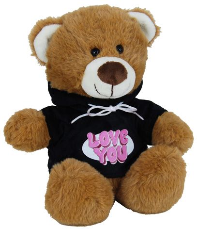 BEAR HOODIE BLACK - LOVE YOU PINK 25CM