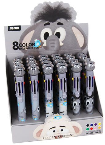 PEN 8 COLOUR ELEPHANT - 24PC DISPLAY