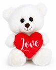 BEAR THEO W/HEART WHITE 16CM