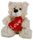 BEAR TILLY W RED HEART BEIGE 24CM