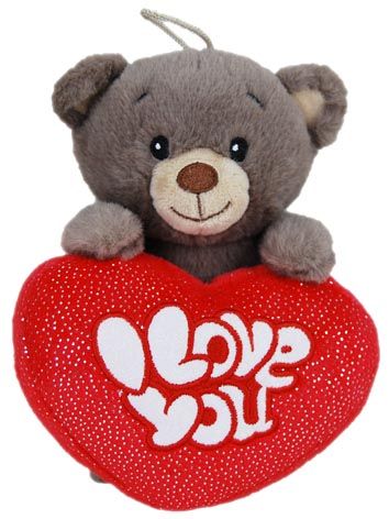 STANDING BEAR W/HEART 16CM