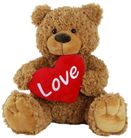 BEAR TILLY W/ RED HEART BROWN 50CM