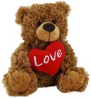 BEAR TILLY W/ RED HEART BROWN 24CM