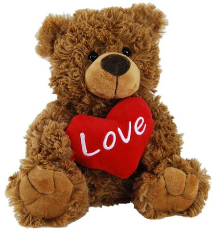 BEAR TILLY W/ RED HEART BROWN 24CM
