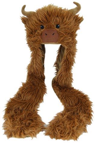 PLUSH HAT WITH PAWS - HIGHLAND COW