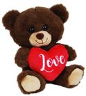 BEAR THEO W/HEART BROWN 16CM