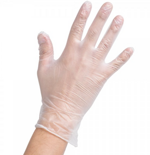 CLEAR LIGHTLY POWDERED VINYL GLOVES