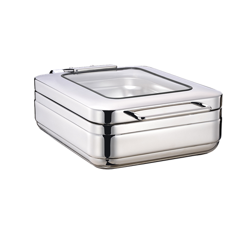 CHEF INOX INDUCTION CHAFER-18/8, RECT, 1/2 SIZE W/GLASS LID