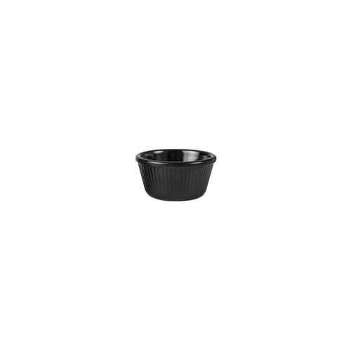 RYNER Melamine RAMEKIN-85x50mm/120ml, BLACK, FLUTTED 72 PER CTN