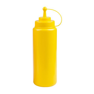 WIDE MOUTH SQUEEZE BOTTLE-W/CAP, YELLOW, 1.0lt 12 PER CTN