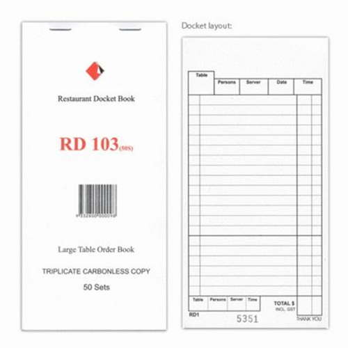 TRIPLICATE DOCKET BOOKS CARBONLESS 100/CTN