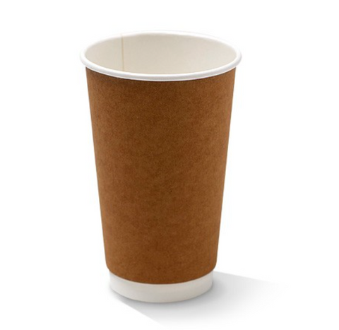 16OZ KRAFT DW COFFEE CUPS (UNI FIT 90MM RIM)  25/SLV 500/CTN