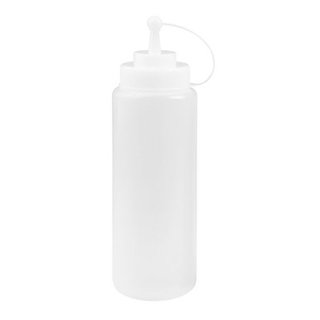 WIDE MOUTH SQUEEZE BOTTLE-W/CAP, CLEAR, 1.0lt 12 PER CTN