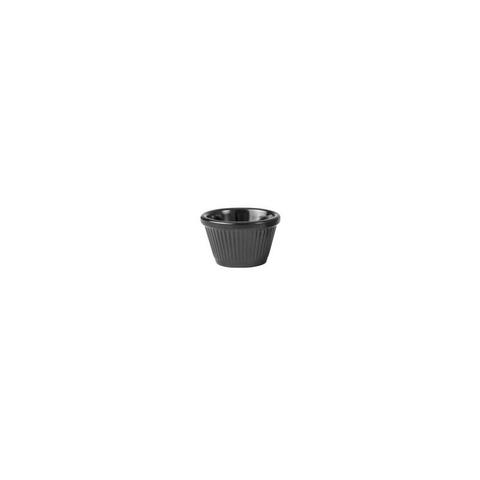 RYNER Melamine RAMEKIN-63x40mm/45ml, BLACK, FLUTTED 72 PER CTN