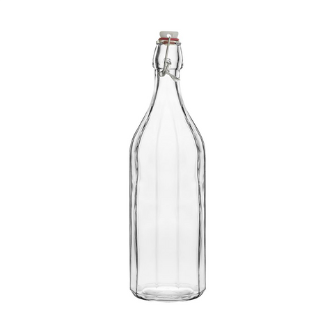 CLEAR GLASS BOTTLE-PANELLED, ROUND, 1.0lt 12 PER CTN