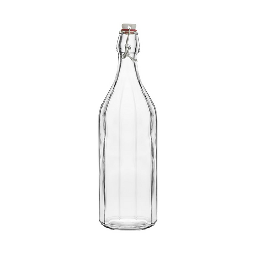 CLEAR GLASS BOTTLE-PANELLED, ROUND, 1.0lt 12 PER CTN