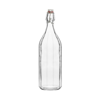 CLEAR GLASS BOTTLE-PANELLED, ROUND, 1.0lt 12 PER CTN