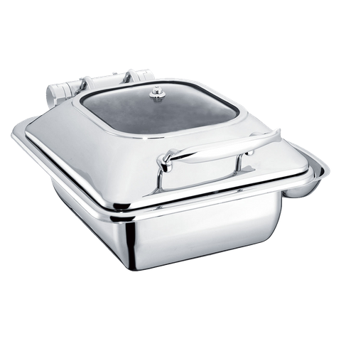 CHEF INOX DELUXE CHAFER-S/S, RECT, 1/2 SIZE W/GLASS LID