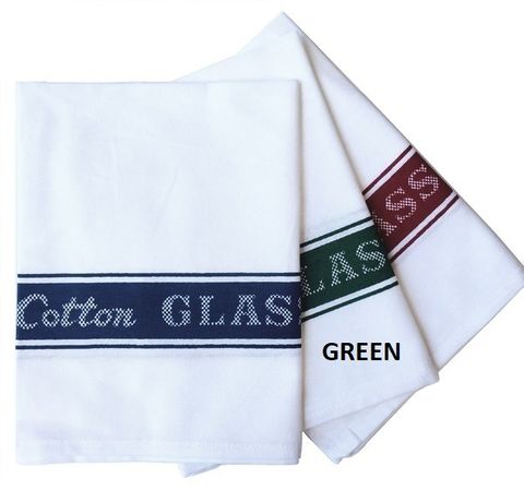 TEA TOWEL GLASS CLOTH GREEN 10pak