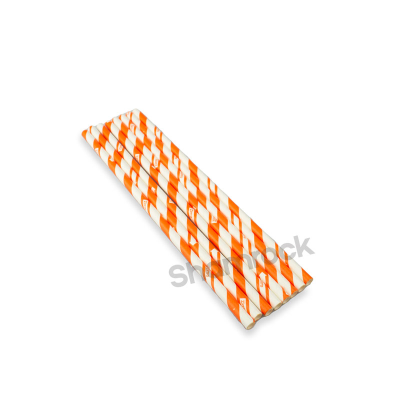 STRAW PAPER*STRIPE*ORANGE [705013]250/10