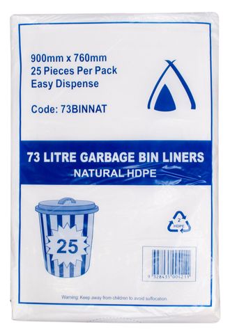 GARBAGE BAGS - 73L CLEAR AP 73BINNAT 250