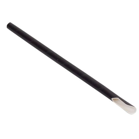 STRAW PAPER SPOON BLK [EC-DS0490]150/10
