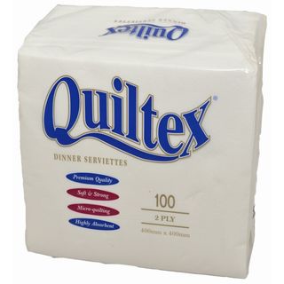 Quilted Dinner Serviette - White (9x100)