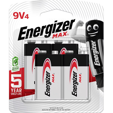 Batteries 9V Energizer Max 4pk