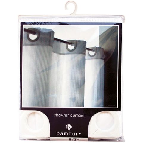 Shower Curtain - White w/ Built In Rings