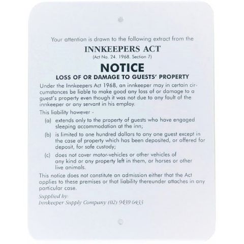 Sign - Innkeeper Act (Wall)
