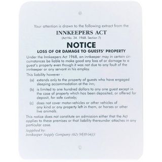 Sign - Innkeeper Act (wall)