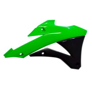 RADIATOR SHROUDS RTECH GREEN BLACK KAWASAKI KX100 KX110 KX85 14-21