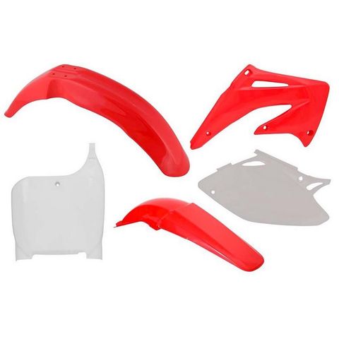 PLASTIC KIT RTECH FRONT &REAR FENDERS, SIDEPANELS &RADIATOR SHROUDS &FRONT NUMBERPLATE CRF450R 02-03