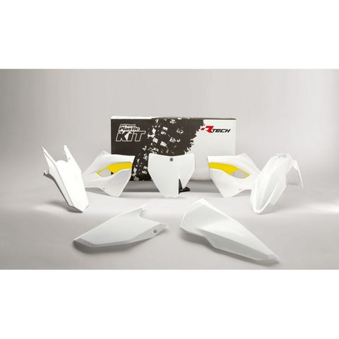 PLASTICS KIT RTECH 5 PIECE WHITE YELLOW HUSQVARNA FC250 FC350 FC450 TC125 TC250