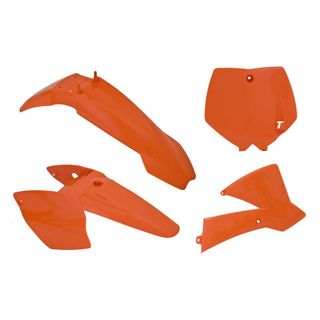 PLASTICS KIT RTECH W/ FRONT & REAR FENDERS & RADIATOR SHROUDS & FRONT NUMBERPLATE KTM65SX 02-08