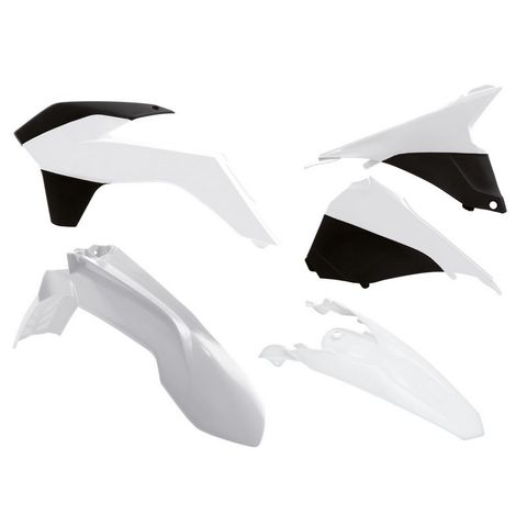 PLASTICS KIT RTECH FRONT & REAR FENDERS WHITE RADIATOR SHROUDS