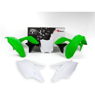 PLASTIC RTECH FRONT&REARFENDERS SIDEPANELS RADIATOR SHROUDS FORK PROTECTORS FRONT NUMBERPLATE KX450F