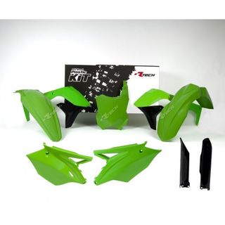 PLASTIC RTECH FRONT/REAR FENDER SIDEPANEL RADIATOR SHROUD FORK PROTECTORS FRONT NUMBERPLATE KX450F