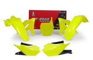 PLASTIC KIT RTECH FRONT & REAR FENDERS, SIDEPANELS & RADIATOR SHROUDS UPPER LOWER NUMBER BOARD