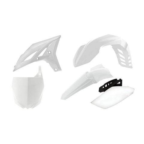 PLASTICS KIT RTECH W/ FRONT&REAR FENDERS WHITE SIDEPANELS&RADIATOR SHROUDS FRONT NUMBERPLATE YZ250F