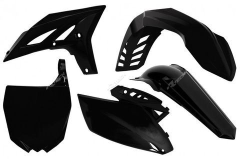 PLASTIC KIT RTECH F&R FENDERS SIDEPANELS,RADIATOR SHROUDS,FRONT NUMBER PLATE YAMAHA YZ250F 10-13 BLK