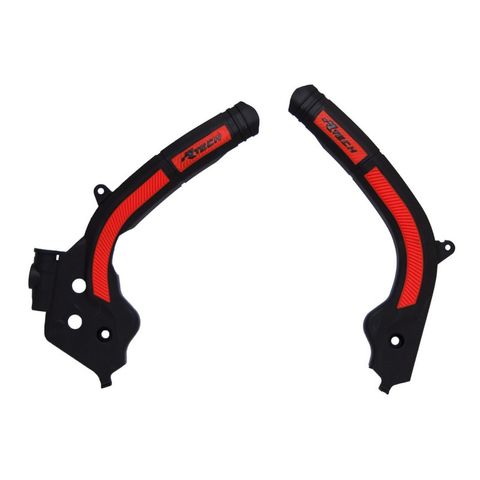 FRAME GUARDS RTECH HUSQVARNA FC FE TC TE KTM EXC EXC-F SX SX-F XC XC-F XC-W XCF-W BLACK ORANGE