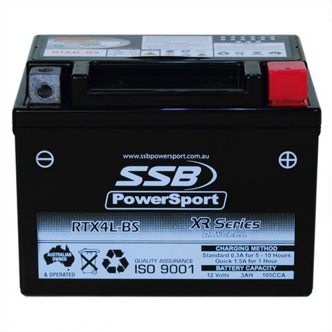 MOTORCYCLE AND POWERSPORTS BATTERY (YTX4L-BS) AGM 12V 3AH 105CCA SSB HIGH PERFORMANCE