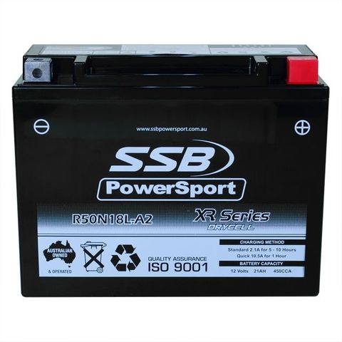 MOTORCYCLE AND POWERSPORTS BATTERY (Y50N18L-A2) AGM 12V 21AH CCA450 SSB HIGH PERFORMANCE