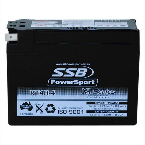 MOTORCYCLE AND POWERSPORTS BATTERY (YT4B-BS) AGM 12V 0.2AH 85CCA SSB HIGH PERFORMANCE