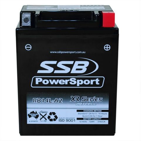 MOTORCYCLE AND POWERSPORTS BATTERY (YB14L-A2) AGM 12V 12AH 310CCA BY SSB HIGH PERFORMANCE