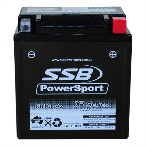 MOTORCYCLE AND POWERSPORTS BATTERY (YB10L-A2) AGM 12V 10AH 235CCA BY SSB HIGH PERFORMANCE