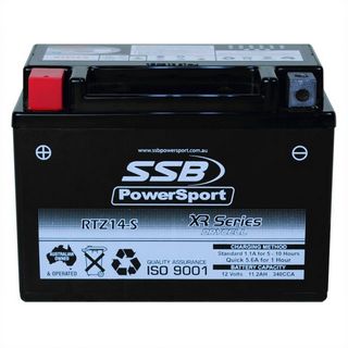 MOTORCYCLE AND POWERSPORTS BATTERY (YTZ14-S) AGM 12V 11.2AH 340CCA SSB HIGH PERFORMANCE