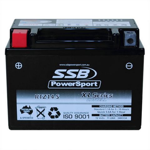 MOTORCYCLE AND POWERSPORTS BATTERY (YTZ14-S) AGM 12V 11.2AH 340CCA SSB HIGH PERFORMANCE