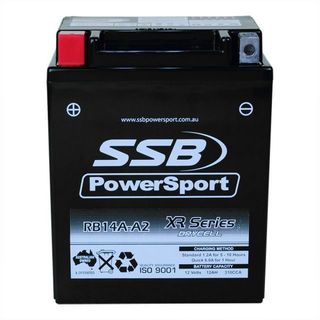 MOTORCYCLE AND POWERSPORTS BATTERY (YB14A-A2) AGM 12V 12AH 310CCA BY SSB HIGH PERFORMANCE